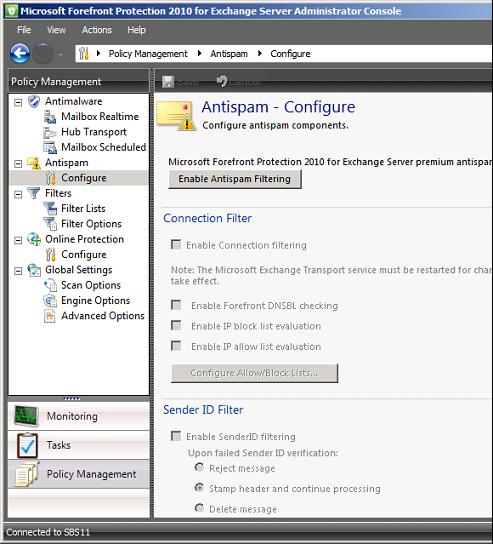 Forefront Protection Management Console