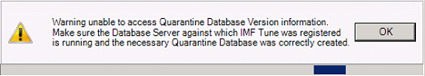 No Database Access Warning