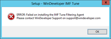 Failed on installing the IMF Tune Filtering Agent