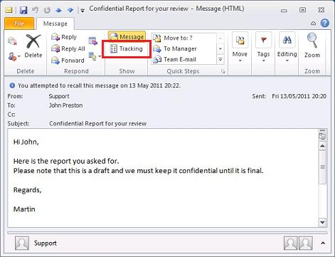 Outlook 2010 Tracking