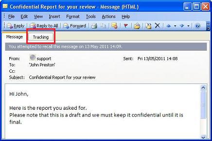 Outlook 2003 Tracking
