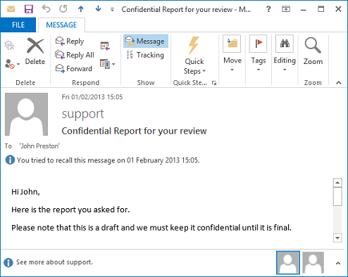 how to recall a message in outlook 2013