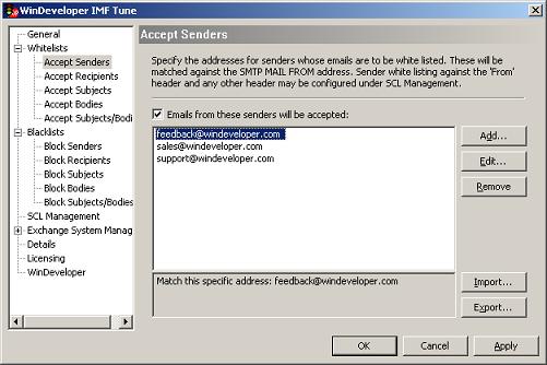 White/Black Lists Interface