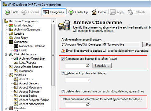 Disk Maintenance  Archives/Quarantine