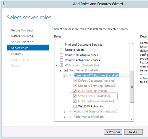 IIS8 Static Content Service